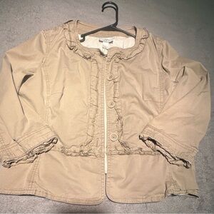 ANN TAYLOR LOFT Women's Lightweight Casual Cotton Blazer Beige Size 8